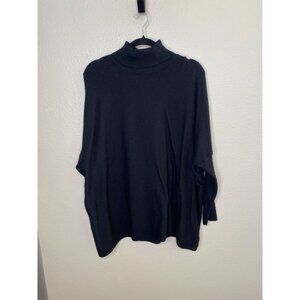 Joseph A. Womens Black Turtleneck Sweater L Rayon Blend Oversized Lightweight